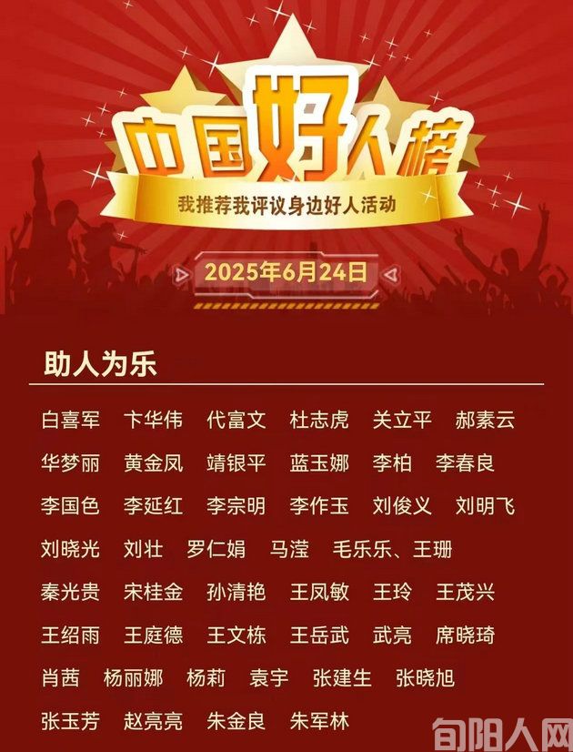 2025年首次“中国好人榜”揭晓！旬阳好人王庭德入选！